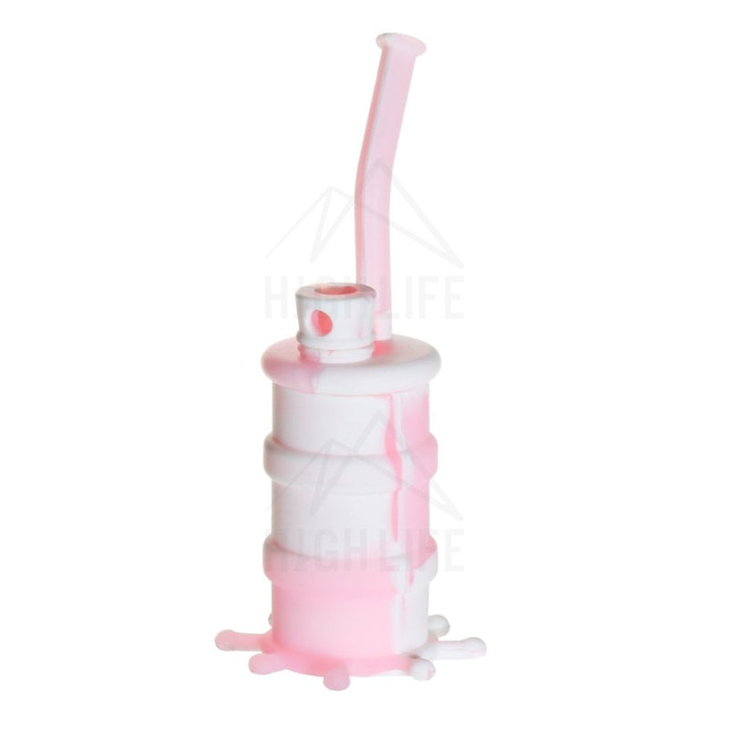 Silicone 8 Bent Neck Small Oil Drum Bubbler White