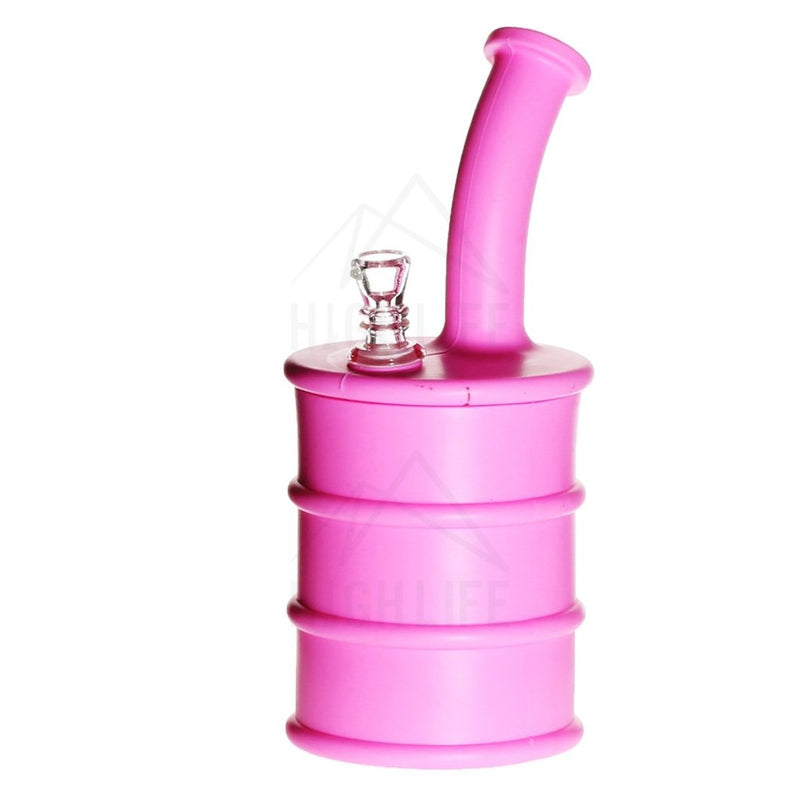 Silicone 9 Bent Neck Large Oil Drum Bubbler Pink