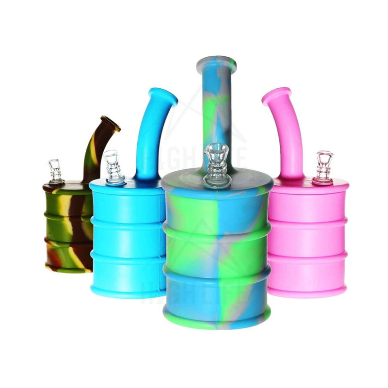 Silicone 9 Bent Neck Large Oil Drum Bubbler Rasta