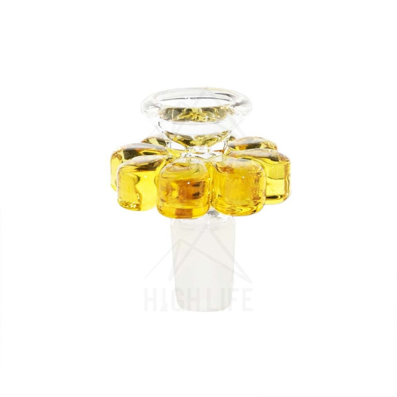 Slide G/g Bowl 14Mm Male - Yellow Flower